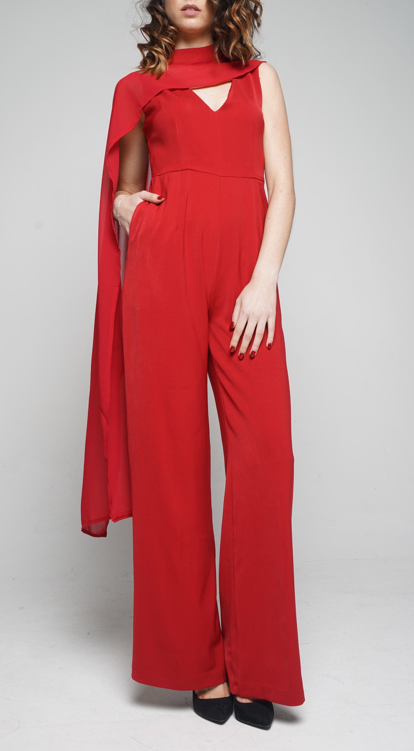 Olivia V-neck Jumpsuit & Scarf
