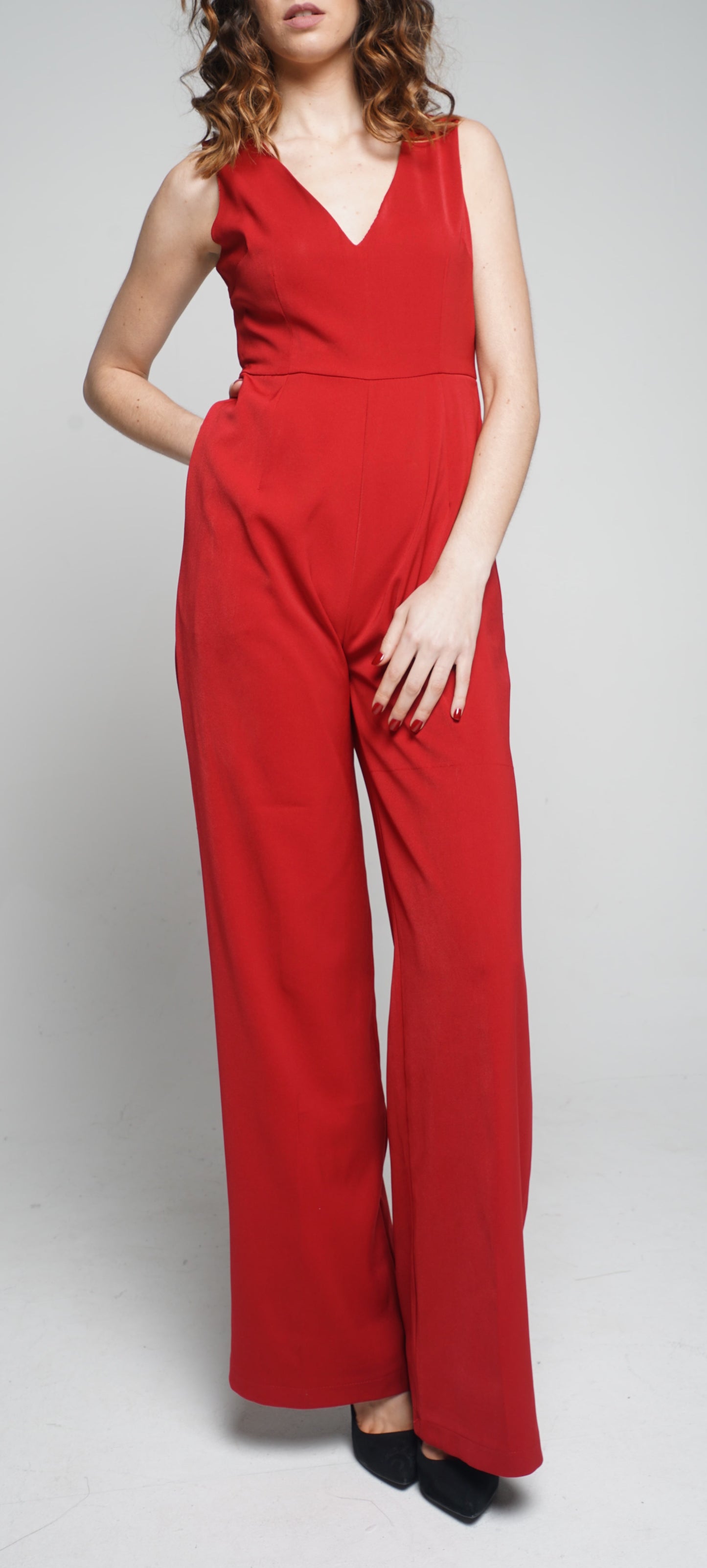 Olivia V-neck Jumpsuit & Scarf