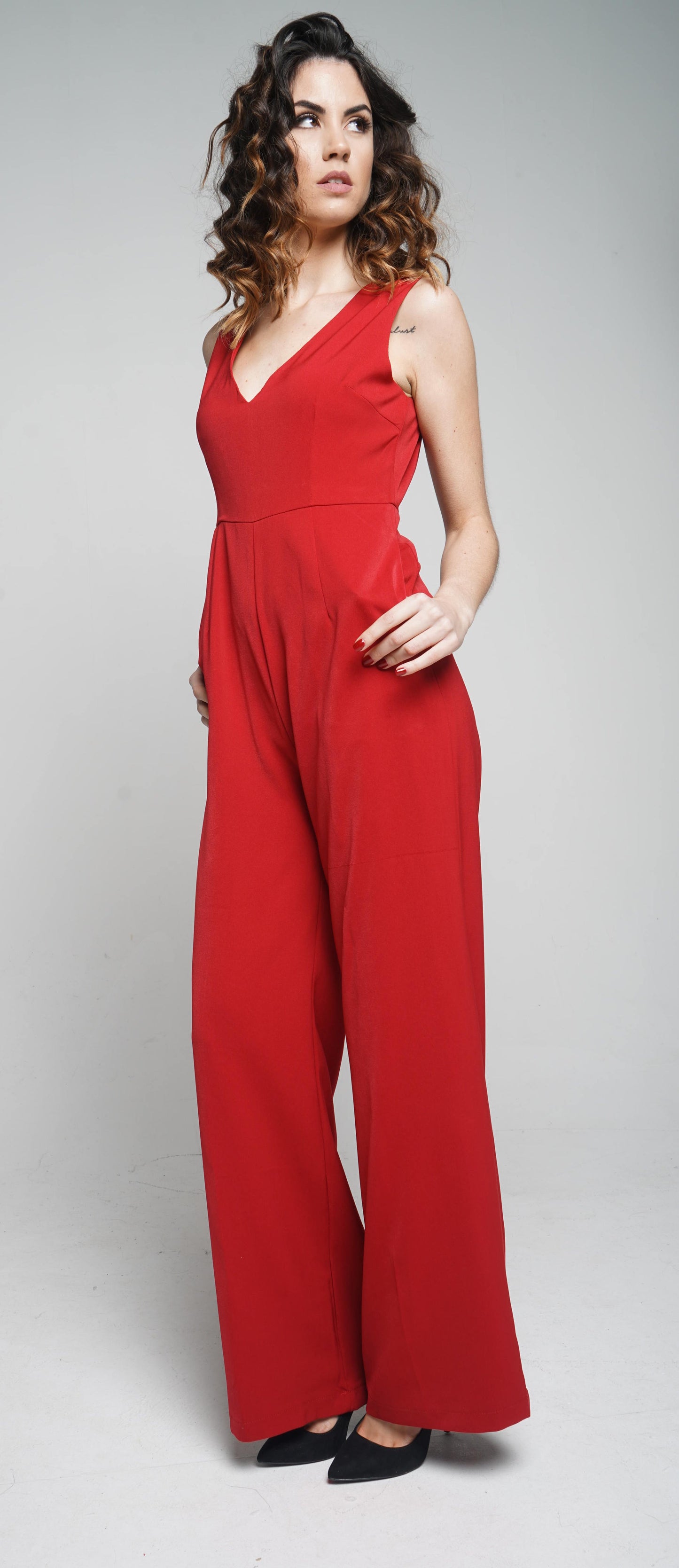 Olivia V-neck Jumpsuit & Scarf