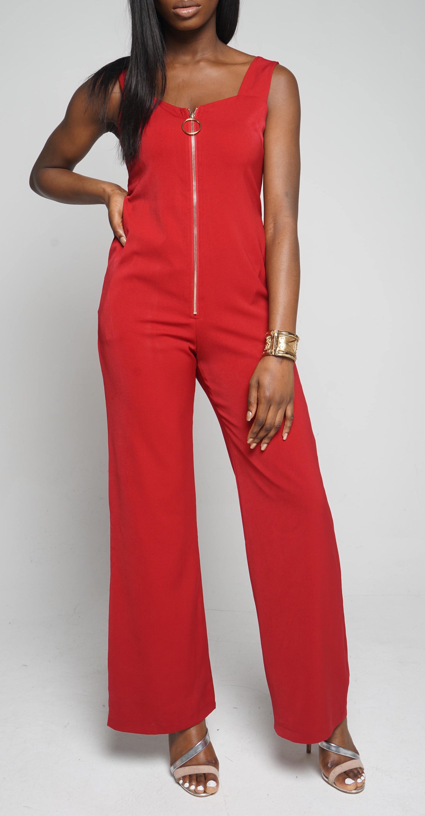 Madison Sweetheart Front Zip Jumpsuit